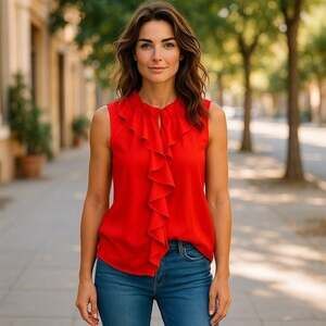 H&M Red Ruffled Blouse